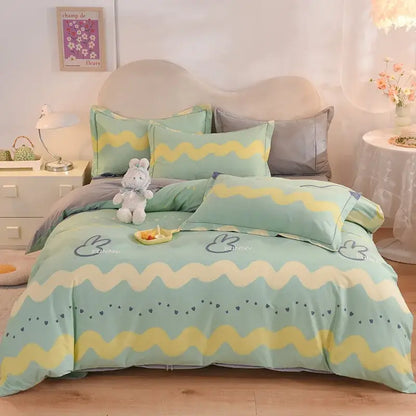 Whimsical pastel mint cotton thickened bedding set bedroom decor