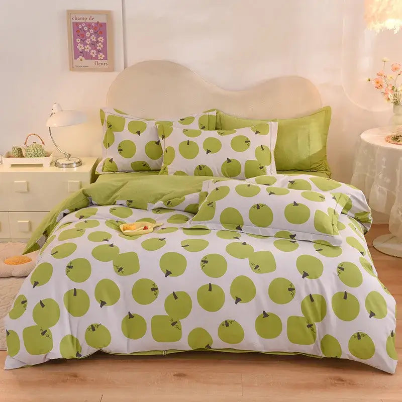 Whimsical pastel mint cotton thickened bedding set bedroom decor