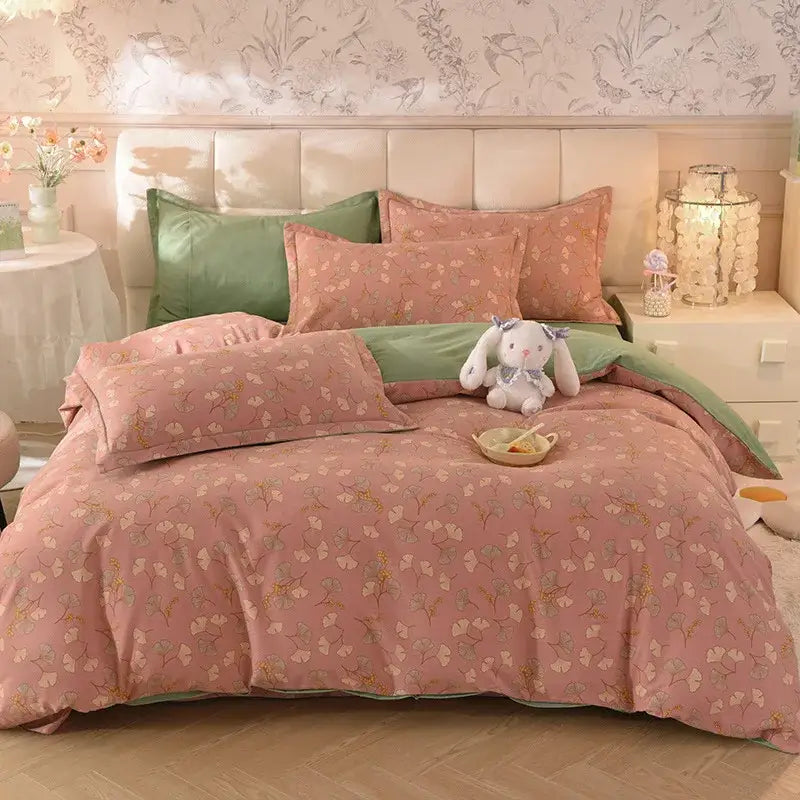 Whimsical pastel mint cotton thickened bedding set bedroom decor
