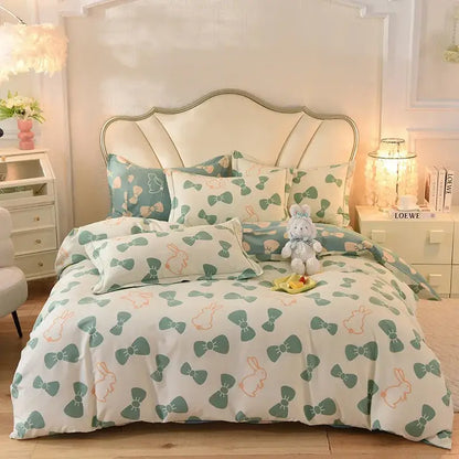 Whimsical pastel mint cotton thickened bedding set bedroom decor