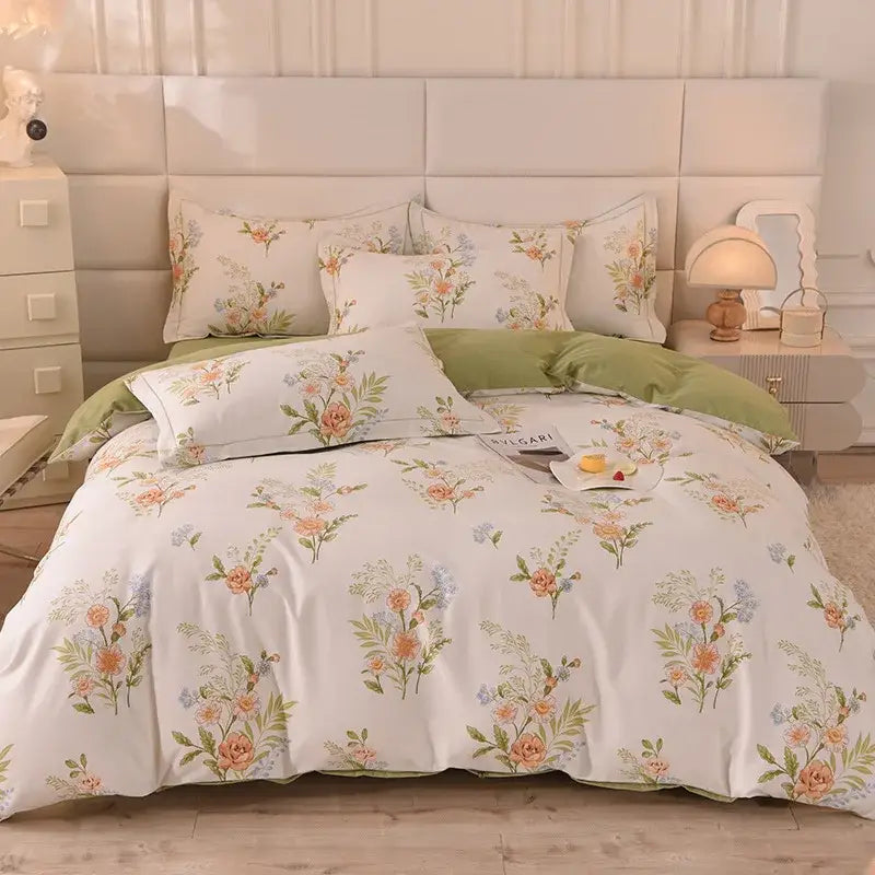 Whimsical pastel mint cotton thickened bedding set bedroom decor