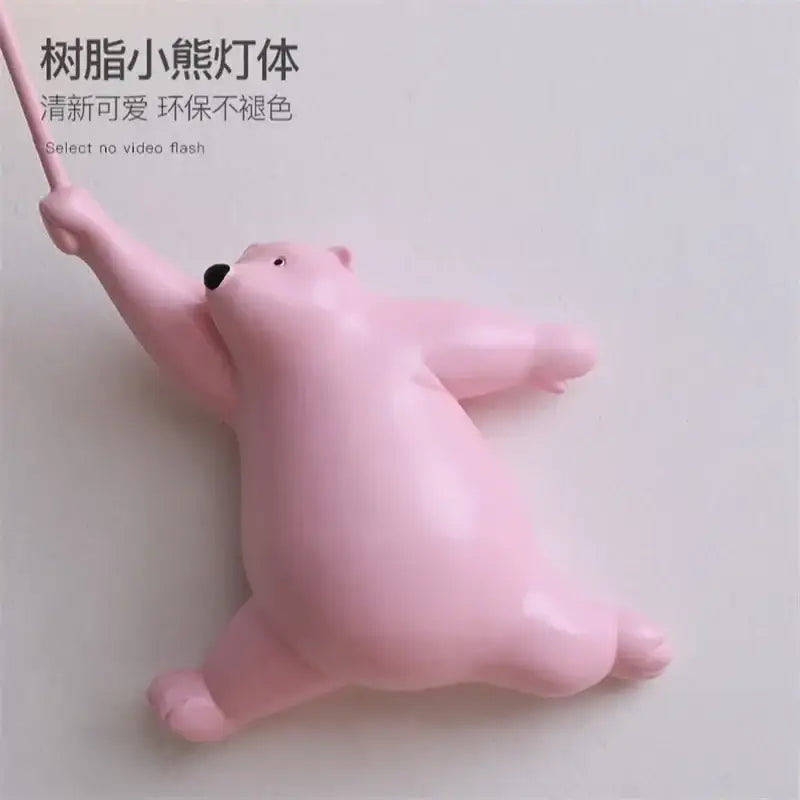 Whimsical pink blue and white bear kids wall lamp set for bedroom