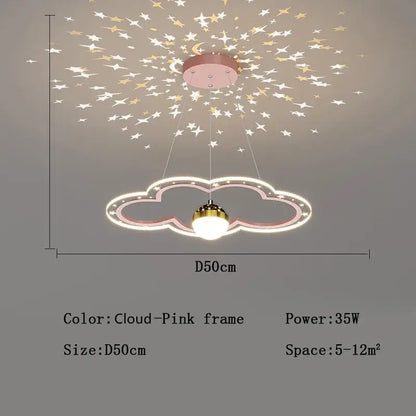 Whimsical pink & gold cloud flower led chandelier bedroom light