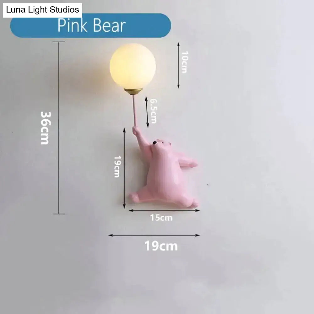 Whimsical pink polka dot fairy girl wall lamp for bedroom