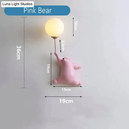Whimsical pink polka dot fairy girl wall lamp for bedroom