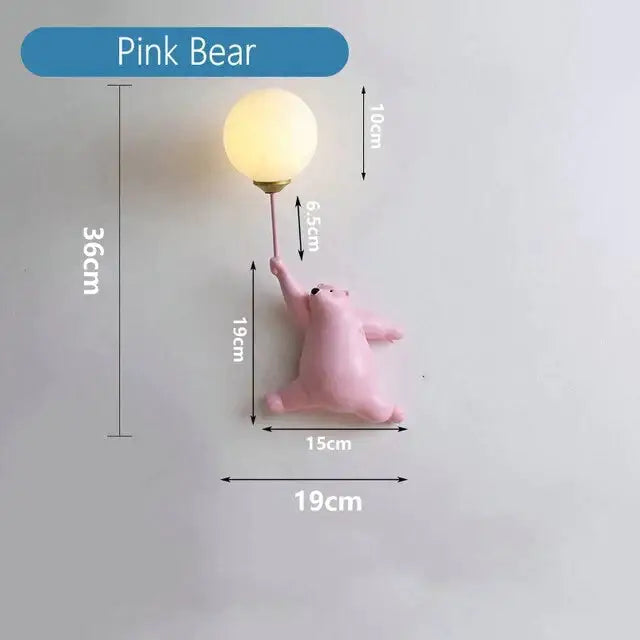 Whimsical pink polka dot fairy girl wall lamp for bedroom