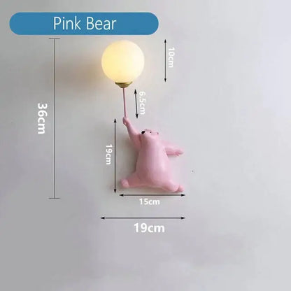 Whimsical pink polka dot fairy girl wall lamp for bedroom