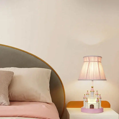 Whimsical pink & white castle kids chandelier led bedroom light