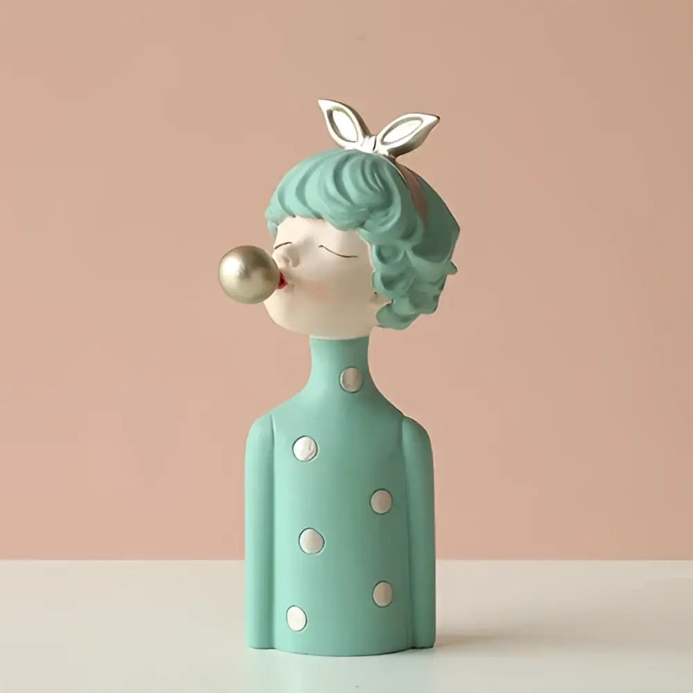 Whimsical polka dot bubble girl resin figurines living room decor