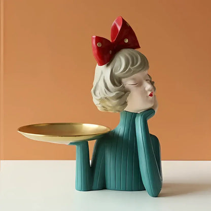 Whimsical polka dot bubble girl resin figurines living room decor