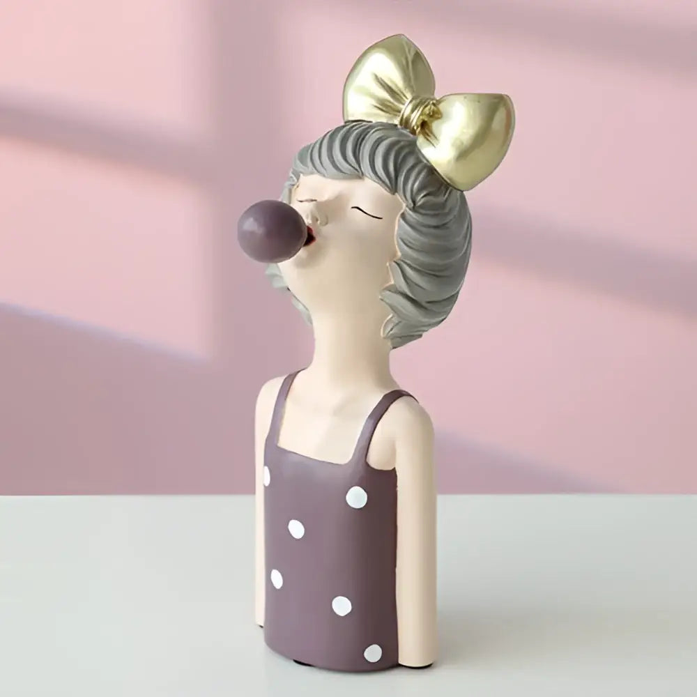 Whimsical polka dot bubble girl resin figurines living room decor