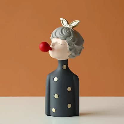 Whimsical polka dot bubble girl resin figurines living room decor