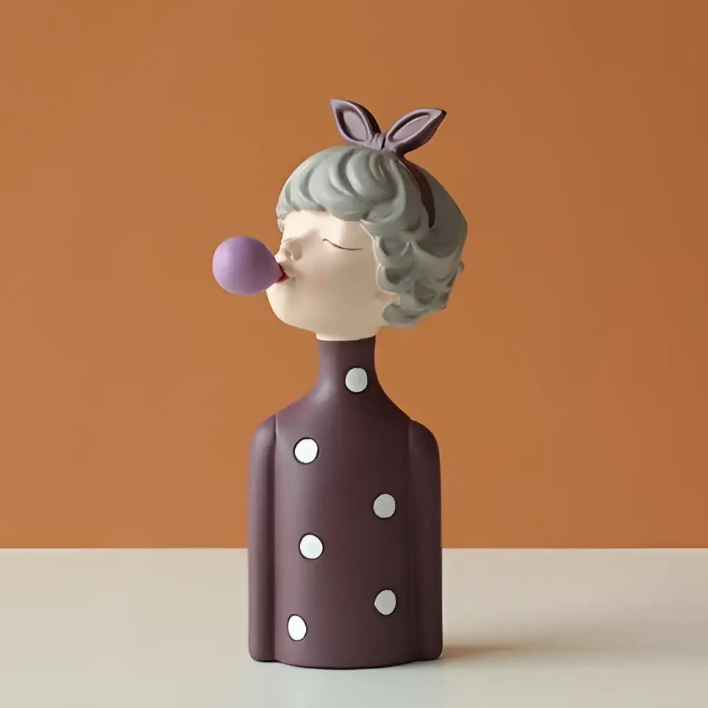 Whimsical polka dot bubble girl resin figurines living room decor