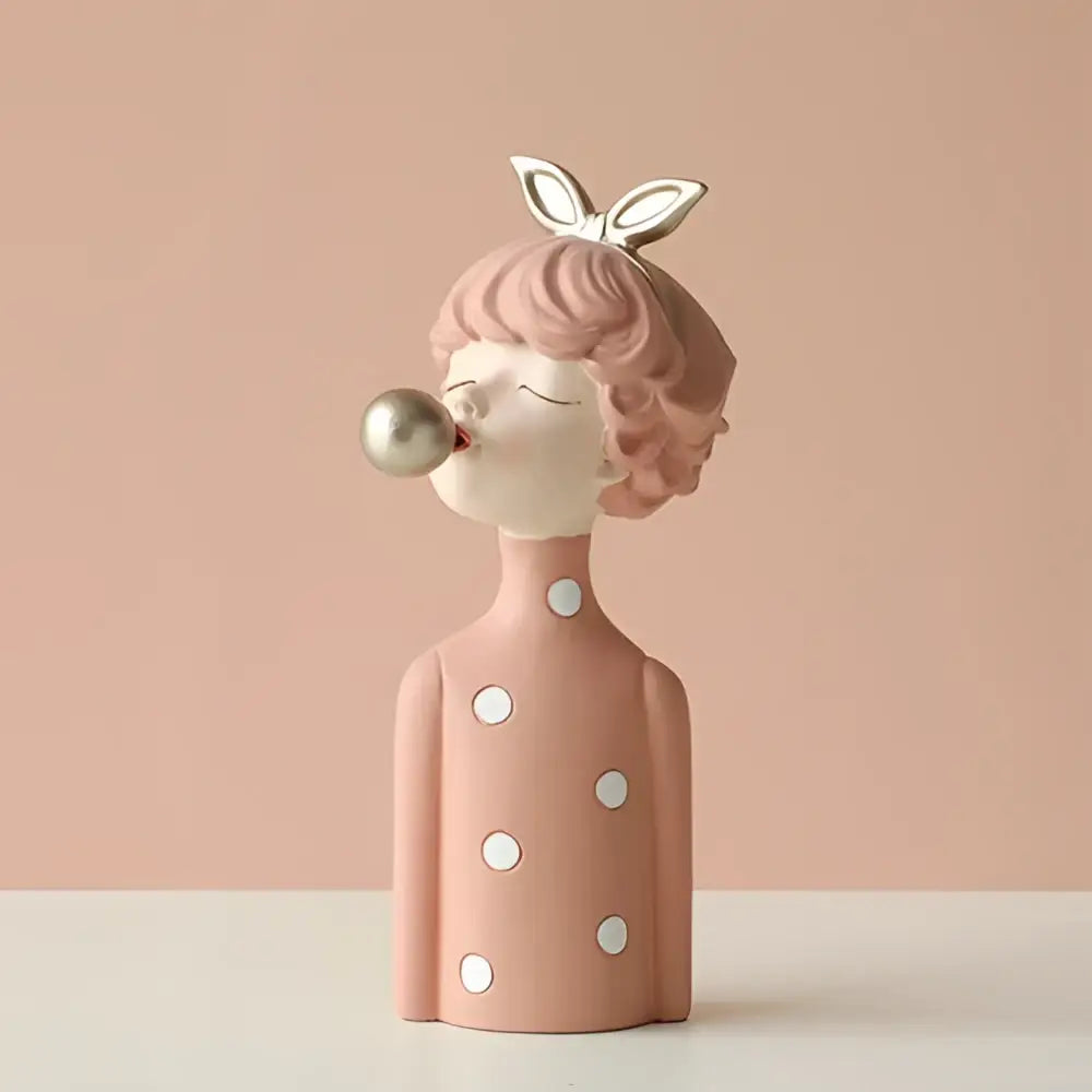 Whimsical polka dot bubble girl resin figurines living room decor