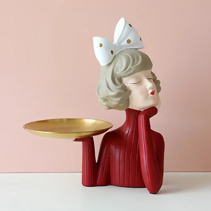 Whimsical polka dot bubble girl resin figurines living room decor
