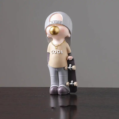 Whimsical resin boys sports statues set bedroom decor