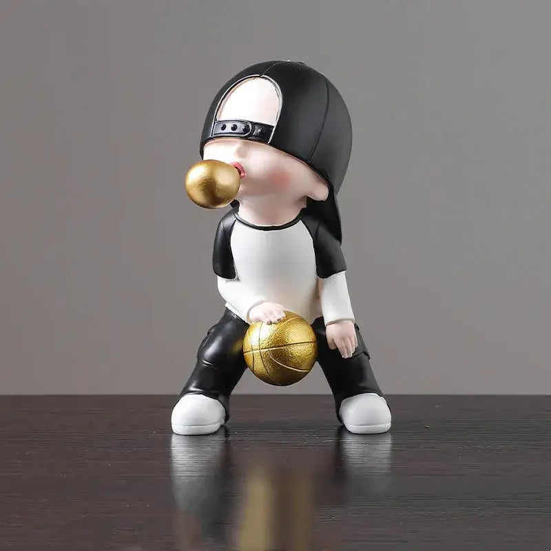 Whimsical resin boys sports statues set bedroom decor