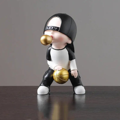 Whimsical resin boys sports statues set bedroom decor