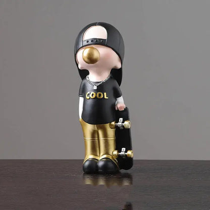 Whimsical resin boys sports statues set bedroom decor