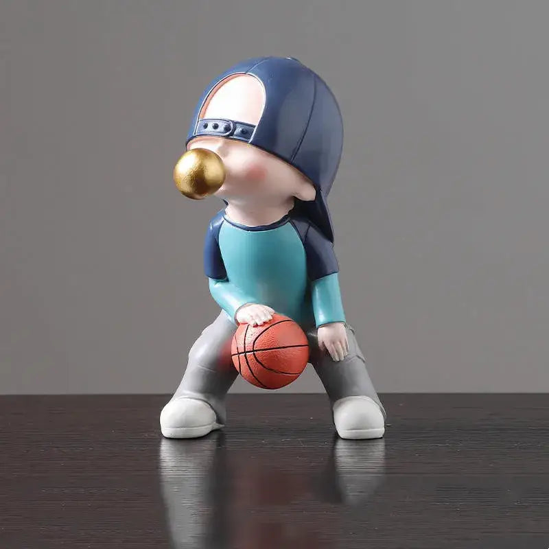 Whimsical resin boys sports statues set bedroom decor