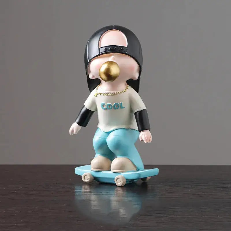 Whimsical resin boys sports statues set bedroom decor