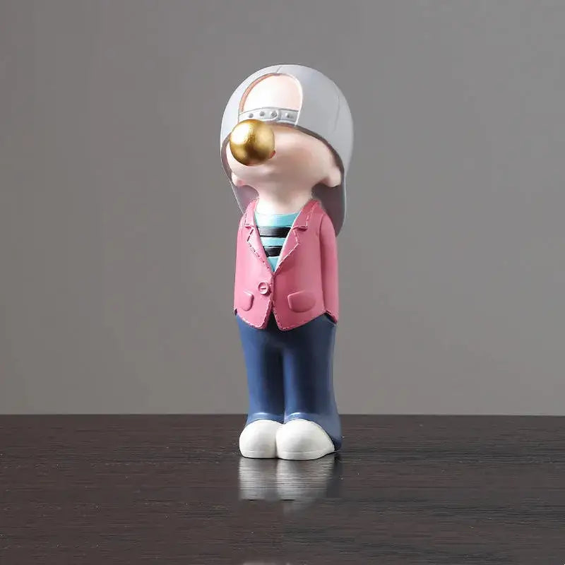 Whimsical resin boys sports statues set bedroom decor