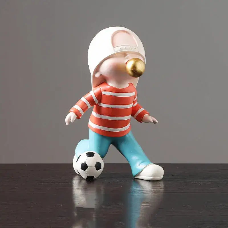Whimsical resin boys sports statues set bedroom decor