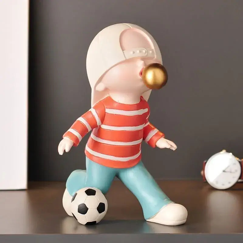 Whimsical resin boys sports statues set bedroom decor