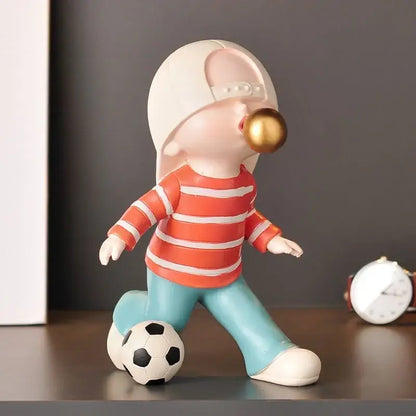 Whimsical resin boys sports statues set bedroom decor