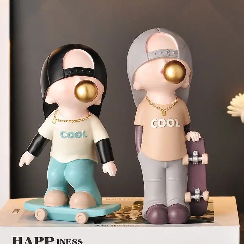 Whimsical resin boys sports statues set bedroom decor