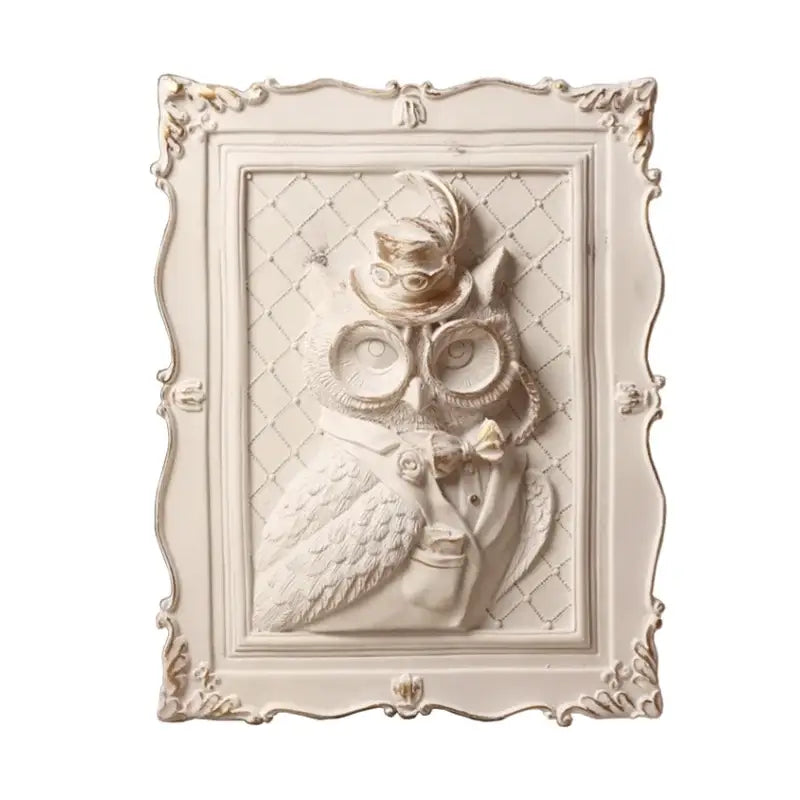 Whimsical white and gold cat portrait wall decoration frame bedroom