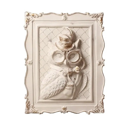 Whimsical white and gold cat portrait wall decoration frame bedroom
