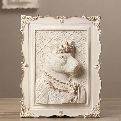 Whimsical white and gold cat portrait wall decoration frame bedroom
