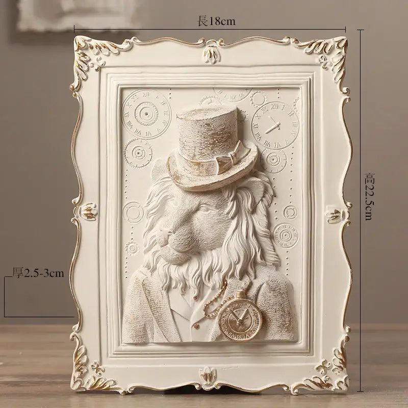 Whimsical white and gold cat portrait wall decoration frame bedroom