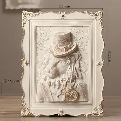 Whimsical white and gold cat portrait wall decoration frame bedroom