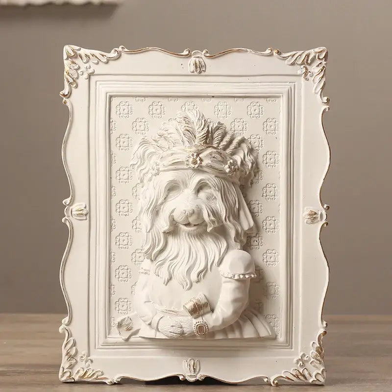 Whimsical white and gold cat portrait wall decoration frame bedroom