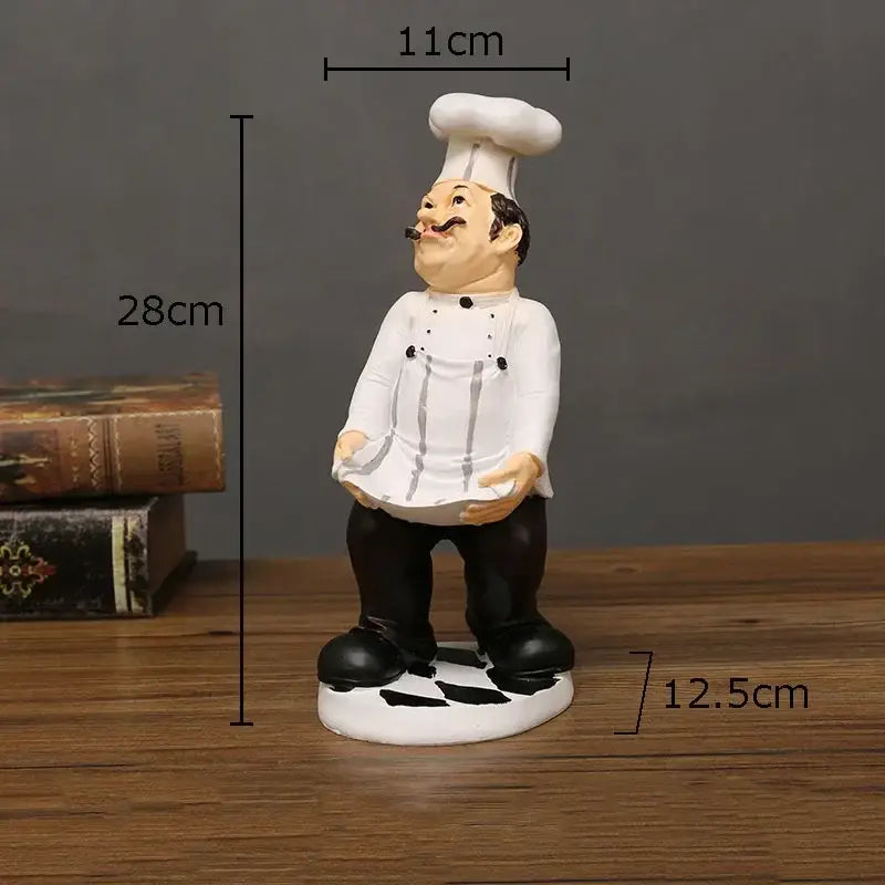 Whimsical white bearded chef resin figure set kitchen decor