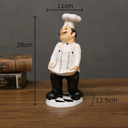 Whimsical white bearded chef resin figure set kitchen decor