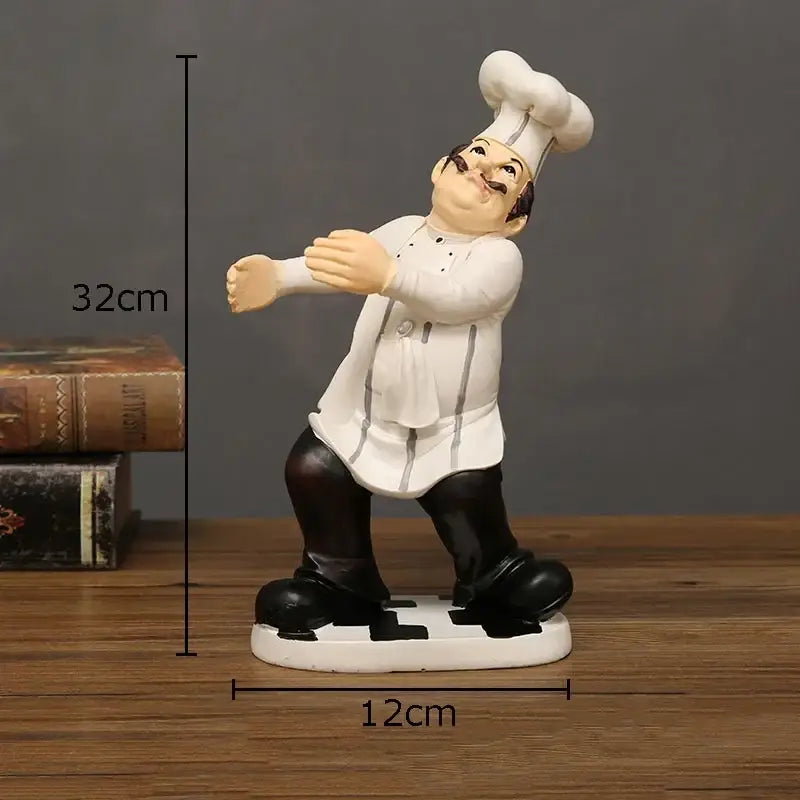 Whimsical white bearded chef resin figure set kitchen decor