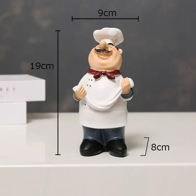 Whimsical white bearded chef resin figure set kitchen decor