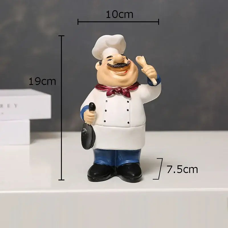 Whimsical white bearded chef resin figure set kitchen decor
