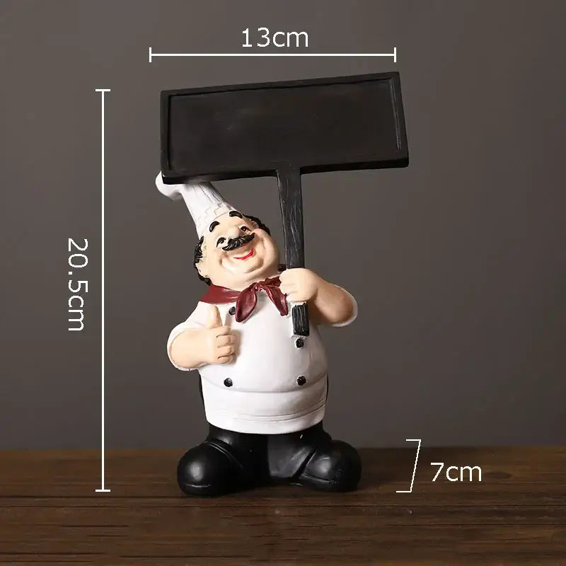 Whimsical white bearded chef resin figure set kitchen decor
