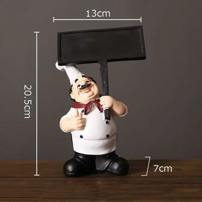 Whimsical white bearded chef resin figure set kitchen decor