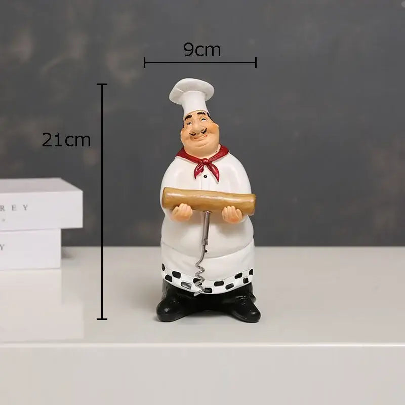 Whimsical white bearded chef resin figure set kitchen decor