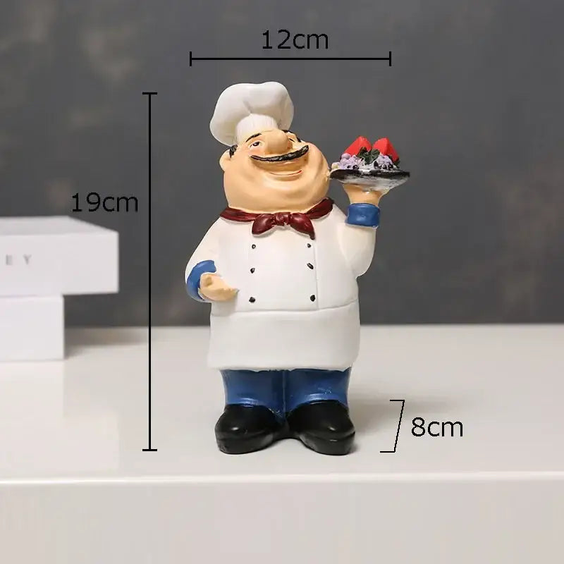 Whimsical white bearded chef resin figure set kitchen decor