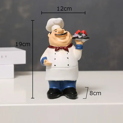 Whimsical white bearded chef resin figure set kitchen decor
