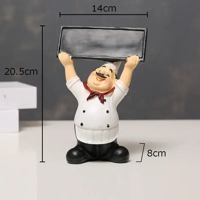 Whimsical white bearded chef resin figure set kitchen decor