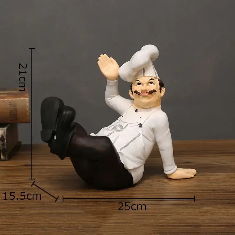 Whimsical white bearded chef resin figure set kitchen decor