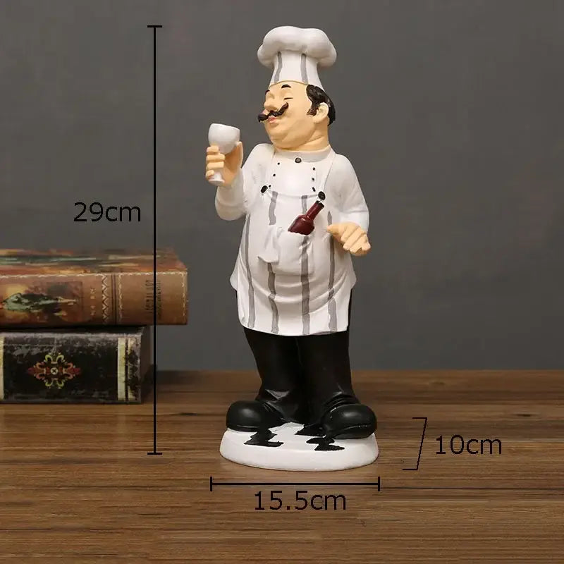 Whimsical white bearded chef resin figure set kitchen decor