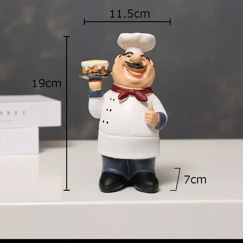 Whimsical white bearded chef resin figure set kitchen decor